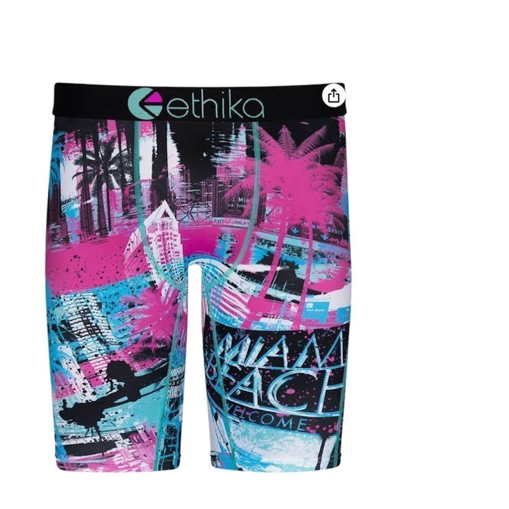 Ethika Mens Boxer Brief | Spraycation 305, Boys size Small, Blue/pink, Miami NWT